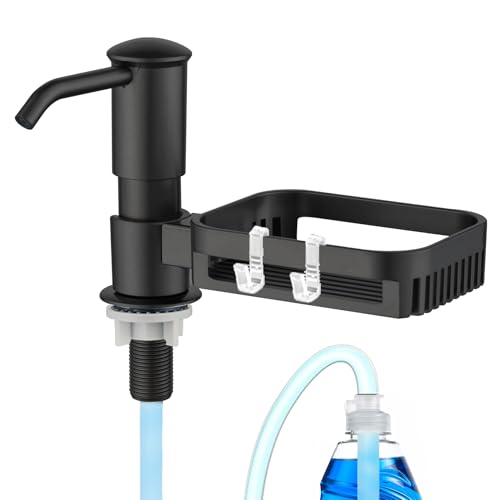 HAPPUP Soap Dispenser for Kitchen Sink with Sponge Holder Black