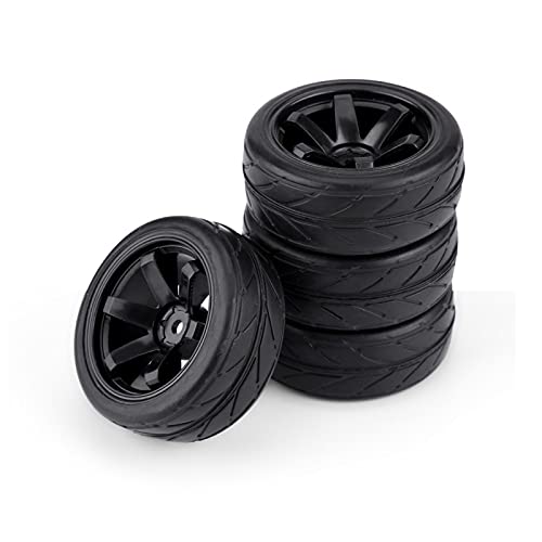 Plplaaoo 4Pcs Rc Tires, Off-Road Vehicle Wheel Rims Rc Crawler Tyre Rubber Tire Wheels For Rc 1:10 Car Part, Rc Car Accessories(6 Holes) #TOP7