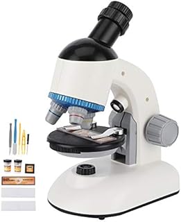 Walfront 40X-1200X Kids Beginner Microscope Biological Scientific Metal Body Microscope LED Light(white)