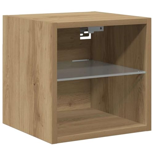 Vorpalize Mueble de TV flotante con luces RGB, roble Artisan, 30 x 28,5 x 30 cm, armario bajo versátil para salón y dormitorio