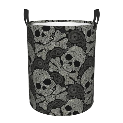 Grand panier à linge tête de mort idéal pour ranger les jouets du salon au canapé
