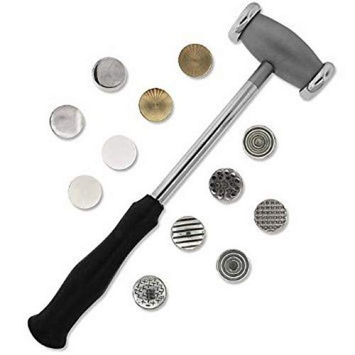 The Beadsmith Texturing Hammer, 12 interchangeable faces, 9.5 inches, dual sided, comfort grip handle, stainless steel heads, create texture and design on metal and jewelry pieces