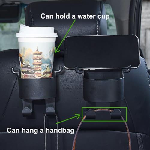 Image of Car Seat Back Cup Holder with Hooks Multifunctional Car Headrest Backseat Organizer Car Interior Accessories