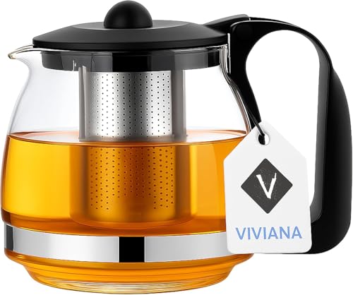 Viviana Glas‑Teekanne „Shov Edition“ – hitzebeständige Teekanne mit Edelstahl‑Infuser, ideal für losen Tee & Klarglas-Optik (1500ml)