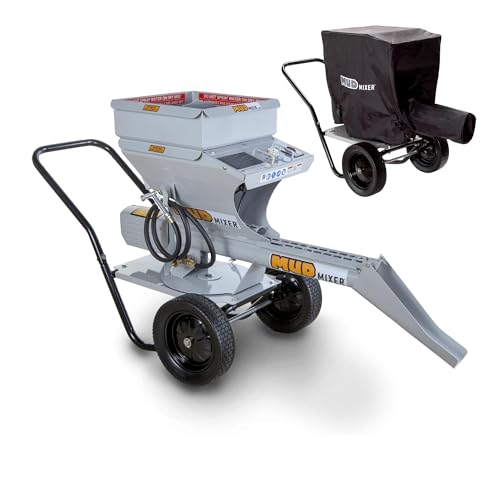 MudMixer Evolution Ultimate Bundle with Hopper Extension Chute Extension and All-Weather Cover Processes 45+ 80lb Bags/Hour 300lb Capacity 18 Inch Reach
