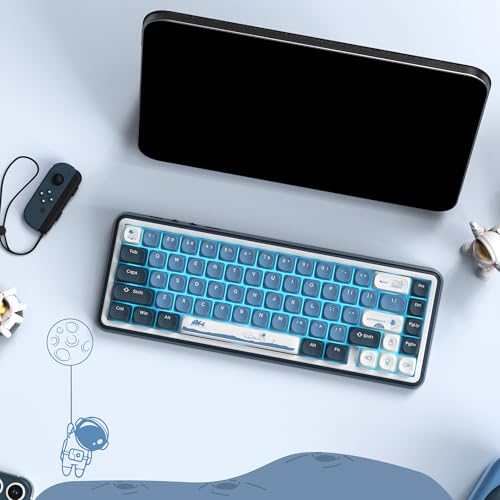 Image of dagaladoo PBT Keyboard keycaps Set,Blue /White moa keycaps,Apollo
