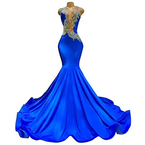 Datangep Mermaid V-Neck Evening Dress Sequined Open Back Sleeveless Lace Crystal Prom Dress Ripple Hem3