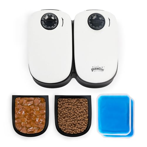 PAWISE Automatic Pet Feeder 300 ml Automatischer Futterspender für 48-Stunden-Planung für 2 Mahlzeiten Zeitgesteuerter Futternapf für Hunde und Katzen