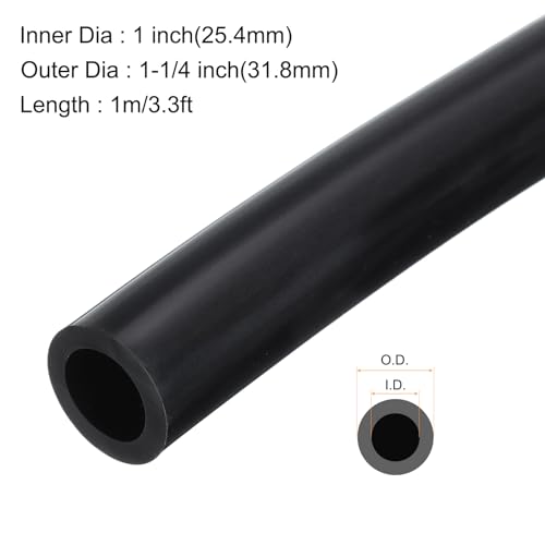 Image of 3.3ft 1 inch ID x 1-1 /4 inch OD Silicone Tubing Black Industrial Plastic Tubing Pure Silicone Hoses for Pump Siphoning Draining Irrigation Brewing
