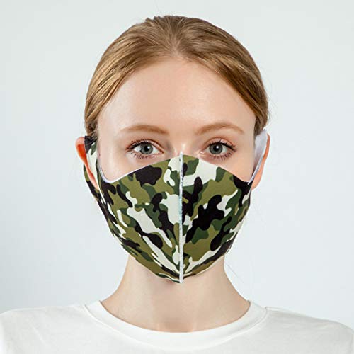 Yienate ファッション迷彩マスク 仮面舞踏会 パーティーボールカバー フェイスマスク 洗濯可能 再利用可能 装飾マスク ジュエリー 男女兼用 (グリーン)