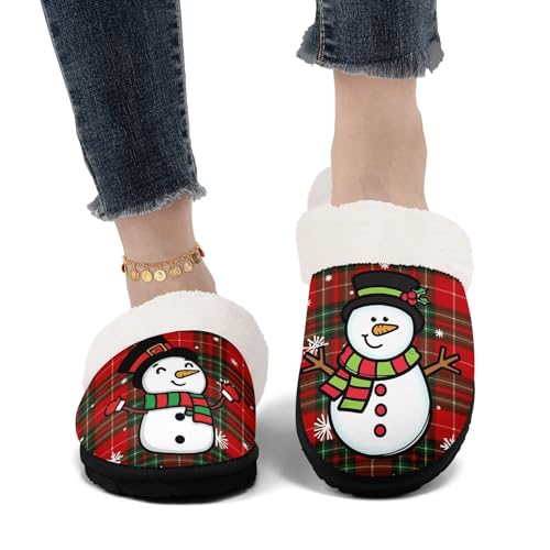 Fuzzy Christmas House Slippers for Women Men, Cozy Plush-Lined Slip-On Mules Warm Indoor Outdoor Holiday Slippers4