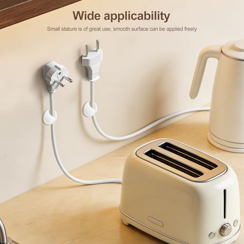leizhan Lot de 15 clips cache-câbles blancs, mini support de câble magnétique pour table de chevet, clips de câble adhésifs pour bureau et mur, organiseur de souris/charge, 15 x 15 cm – vue 6