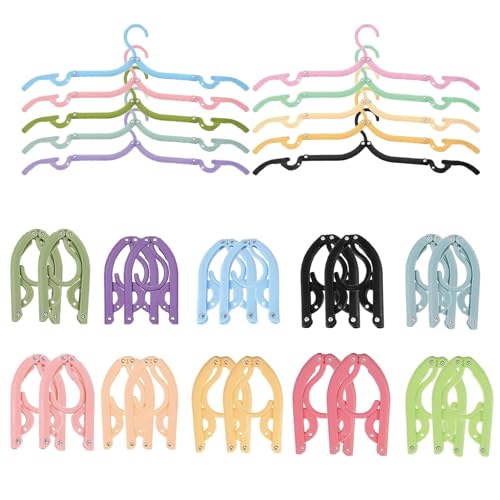 20 PCS Folding Clothes Hangers 10 Color Portable Travel Coat Hanger