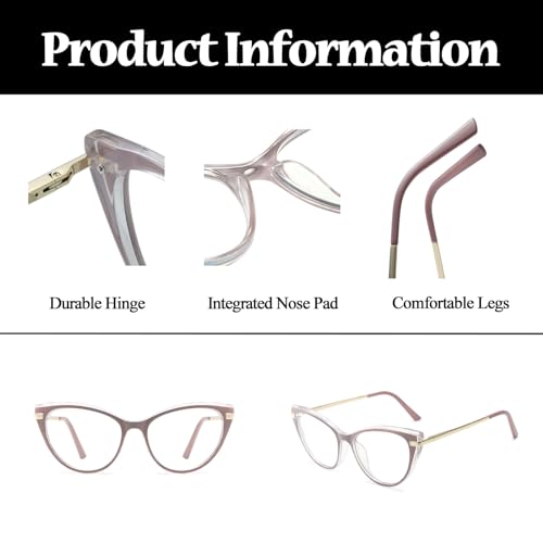Image of LJCZKA Blue Light Blocking Glasses Women Anti Eye satrain Computer Cat eye Eyeglasses Cateye Clear Frame