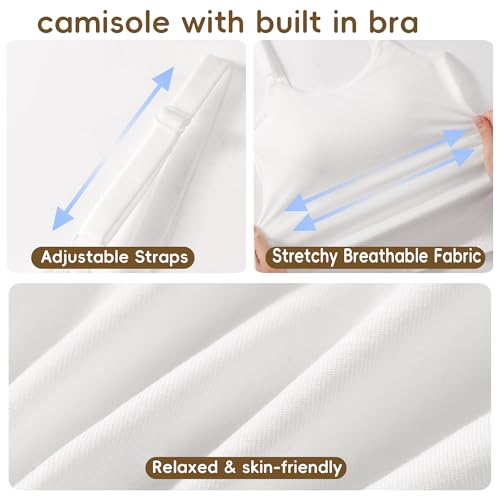 Girls Camisole with Built in Bra,Cotton Training Bras,Adjustable Straps, 2-in-1 Sports & Daily Wear(2Pack)4