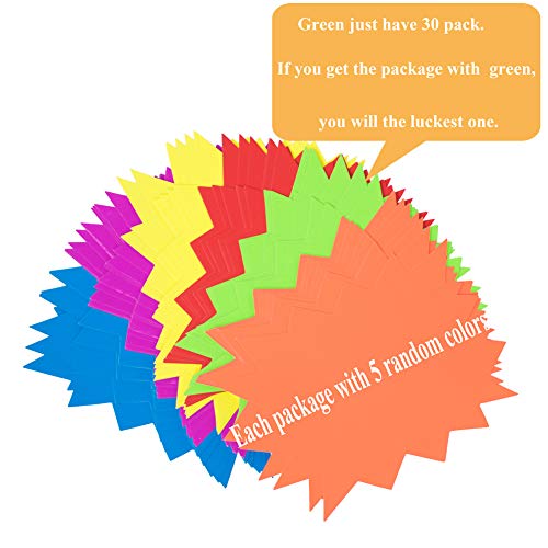 Starburst Signs Fluorescent 4＂X 6＂Neon Paper Burst Signs Price Labels For Retail Store Party Favors Car Sale Office Arts And Crafts Display Tags To Boost Sales With Adhesive Dots #TOP1