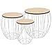 vidaXL Set Mesas Centro 3 Piezas Madera Contrachapada Hierro Mesilla Auxiliar