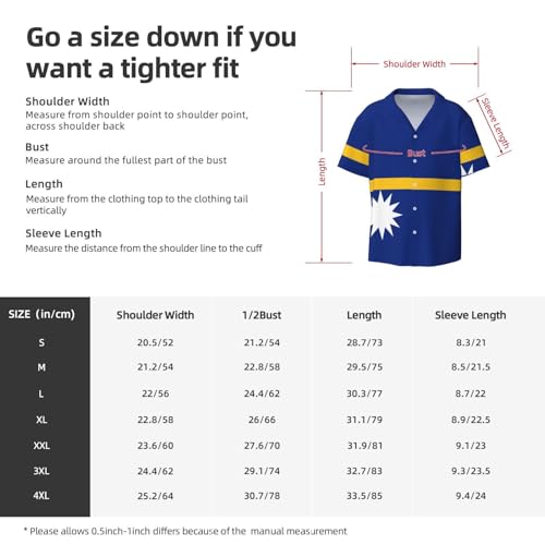 Chemise imprimé drapeau de Nauru coupe classique vêtement d'été manches courtes homme - 7