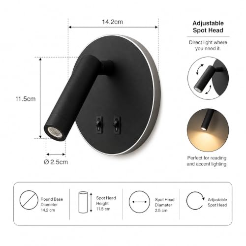 Image of FILLISKA LED Surface /Spot Light, Shockproof Alluminium Body & Antiglare Diffuser (MattBlack-210, Warmwhite)