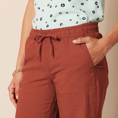 Image of Amazon Essentials Women's Linen Blend Drawstring Relaxed Fit Wide Leg Pants (Available in Plus Size)