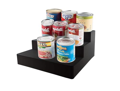 Image of VASIL MART Wood 3 Tiered Spice Rack, 3 Tier Spice Organizer for Cabinet or Kitchen, Stand For Cabinet /Cupboard (Black)