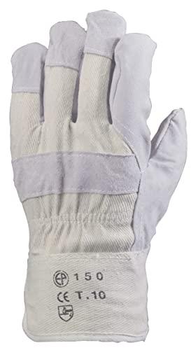 LOT DE 12 PAIRES DE GANTS DOCKERS CROÛTE DE BOVIN DOS TOILE 150 DE EUROTECHNIQUE