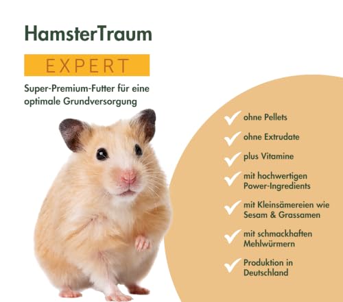 HamsterTraum Expert | Körnerfutter für Hamster | 2 x 500 g | Ohne Pellets