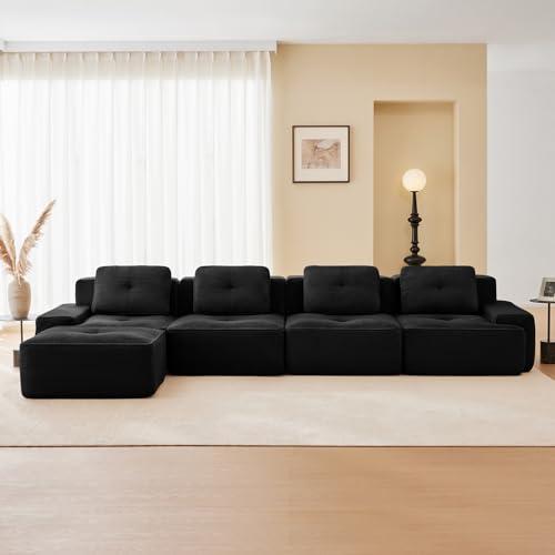 Image of Corduroy Modular Sectional Sofa, Oversized Cloud Couches for Living Room
