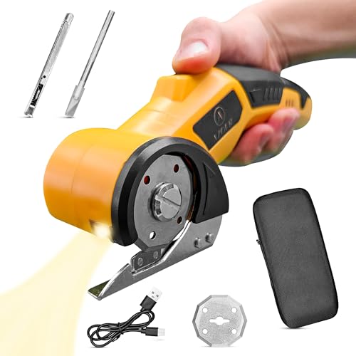 Azour Cardboard Box Cutter Tool, Cordless Electric Scissors for Fabric, Box Cutter Electric 4V with Case, Extra Blade, Art Knife, Carving Knife for Carpet, Plastic, and Craft Projects