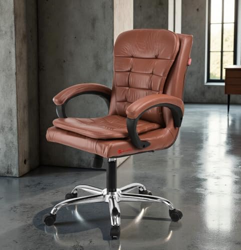 GOYALSON Mesh Back Revolving Chair for Office Home Swivel Desk Chair with Comfortable Seating & Wheels (1, Brown, Standard)