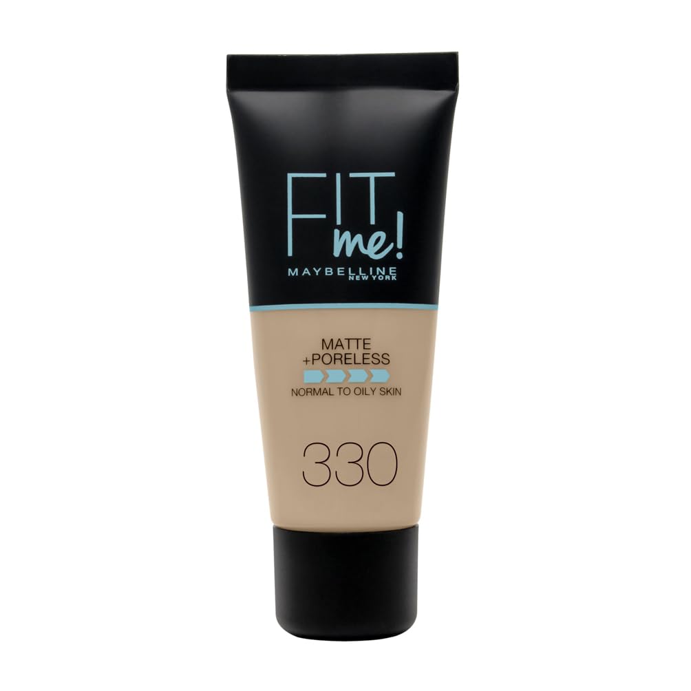 Maybelline New York - Fond de Teint Fluide Fit Me! Matte & Poreless - Peaux normales à grasses - Teinte : 330 Caramel Doré - 30 ml