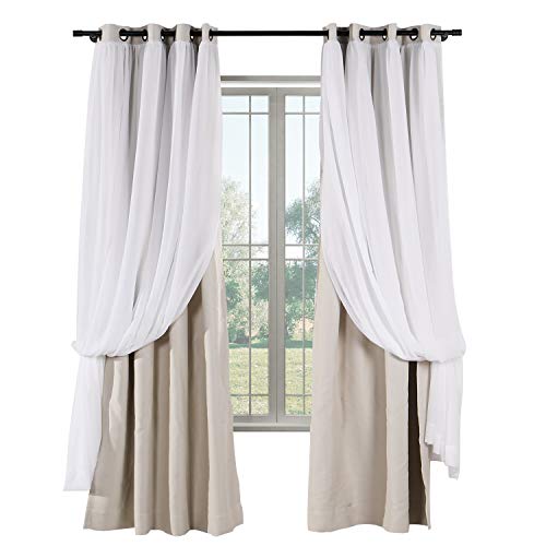 TWOPAGES 50 W x 84 L Double Layers Mix and Match Elegance White