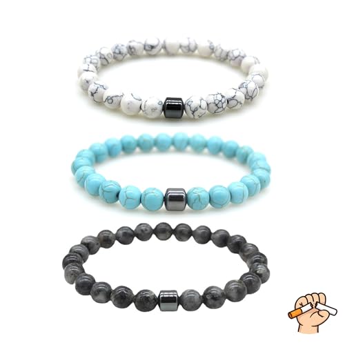 Anti Smoking Bracelets - 3PCS Quit Smoking Bracelet, Adjustable Stop Smoking Cessation Bracelet Kit, Handmade Effective Quit Reminder Jewelry Kit for Women Men2
