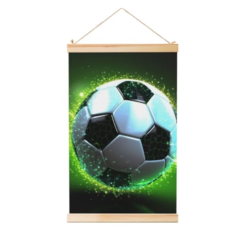 Œuvre d'art vintage ballon de football de qualité supérieure, cintre en bois de haute finition