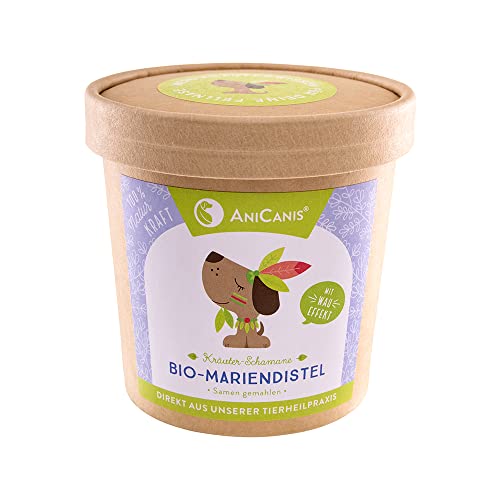 AniCanis Bio Mariendistelsamen für Hunde & Katzen - Mariendistel gemahlen - Leber, Galle & Milz - Kräuter Futterzusatz Nahrungsergänzung - 125g