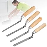 BAIFULAI Set di 4 spatole per fughe, larghezza 8 10 12 15 mm, set di spatole in acciaio al carbonio con manico in legno, lama per fughe, cazzuole per stuccatura mattoni e mattoni clinker