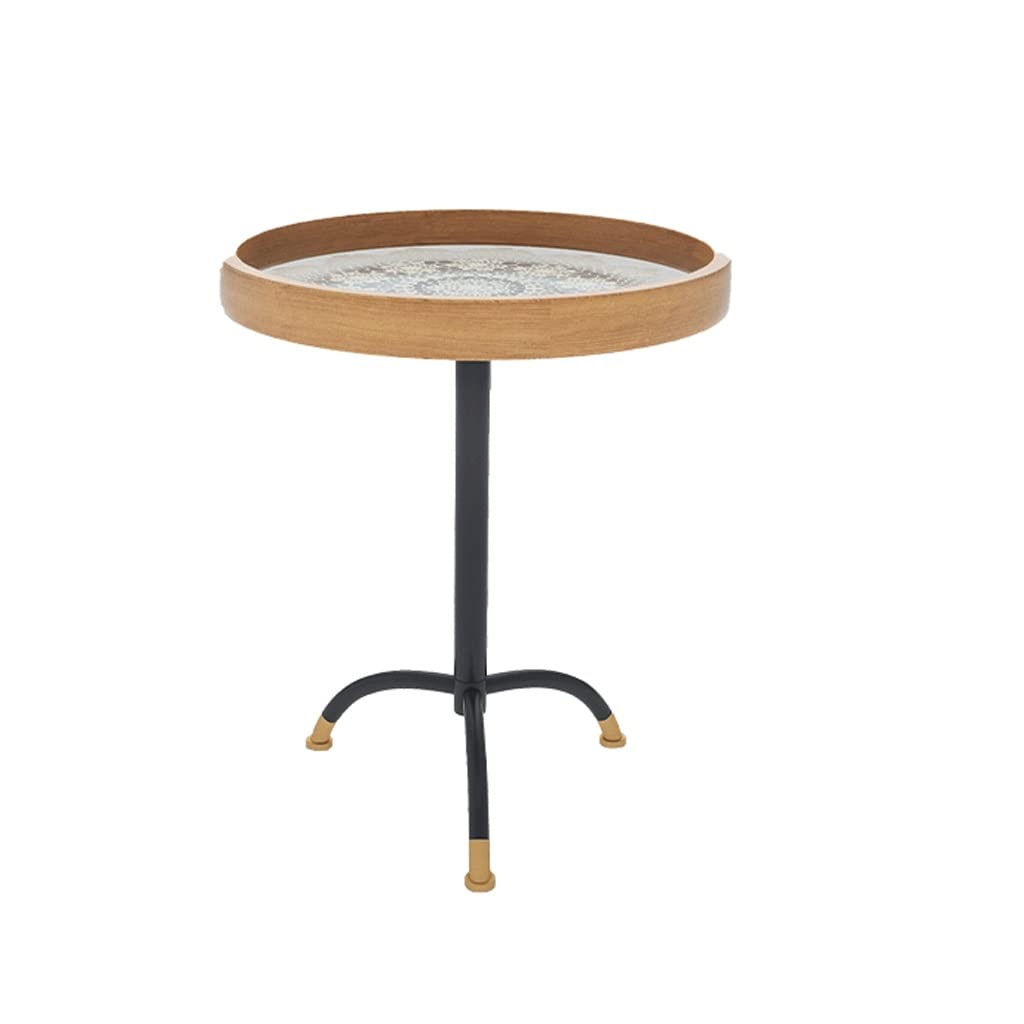 Table Basse en Bois Massif à crocheté tricoté Simple en Bois trempé Table de Table latérale en Verre carré