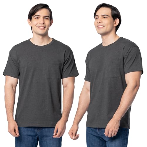 Fruit of the Loom mens Eversoft Cotton T-shirts (S-4xl) , Pocket - 2 Pack Black Heather, Medium US - image 1