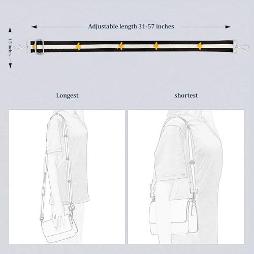 Image of chushui Silver Hardware Purse Strap,Replacement Crossbody Adjustable Shoulder Strap for Handbag Bag(Bee-Black And White Stripes)