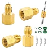 Tigbear R1234YF Refrigerant Tank Adapter, R1234YF Vacuum Pump Adapter Fitting, R12 to R1234YF Adapter with 1/2 LH to 1/4 Flare for Refrigeration System
