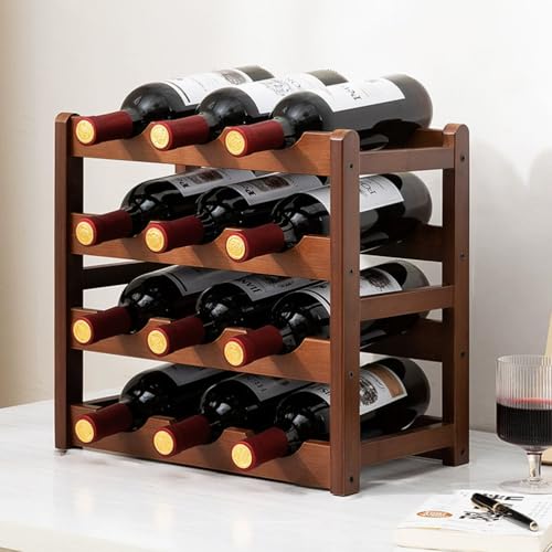 Soporte para botellas de vino de bambú para 12 botellas miniatura 1
