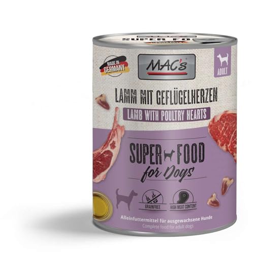 Produktbild von MAC's Dog Lamm & Geflügelherzen Nassfutter - 6 x 800 g