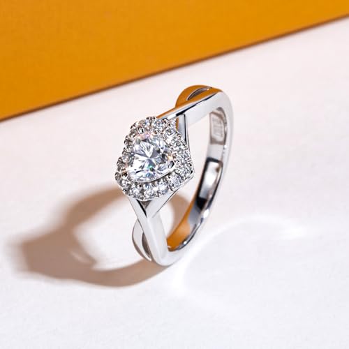 Moissanite Engagement Ring D Color VVS1 Clarity 925 Sterling Silver Curved Love Heart Wedding Promise Anniversary Rings for Women with Certificate3