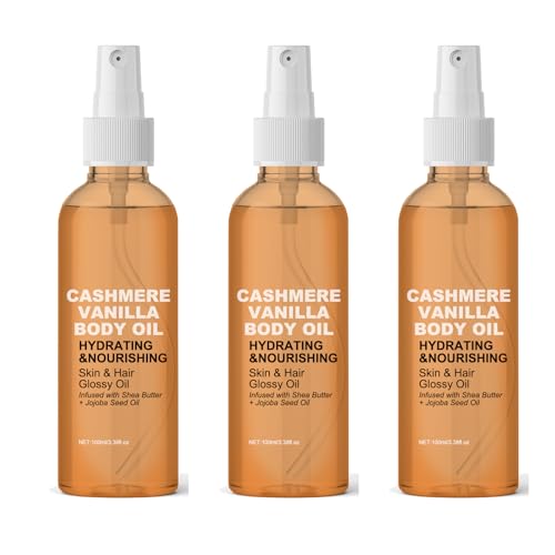 Aceite corporal de vainilla de cachemira,aceite corporal de vain/illa de Cach/emira y crema de Cachemira de vainilla para el cabello,piel compacta y suavizada, cuidado del cabello (3pc)