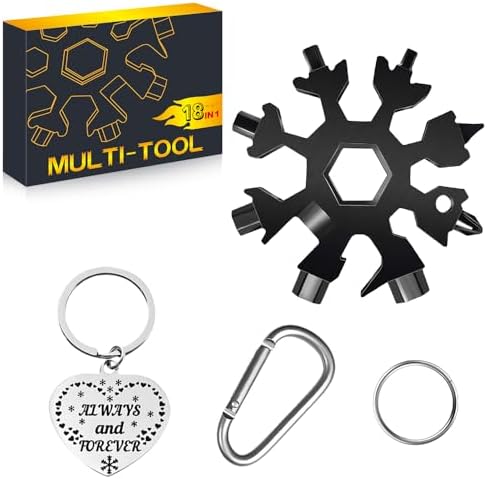 Stocking Stuffers for Men Dad Gifts, Multi Tool 18 in 1 Black Snowflake Hand Tools Christmas Gifts for Men Adults and Women Outdoors Camping Bottle Opener