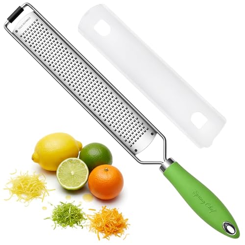 Image of Spring Chef Stainless Steel Lemon Zester - Garlic & Ginger Grater - Green