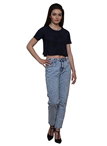 Image of LE BOURGEOIS Women Loose Fit Round Neck Short Sleeve Cotton Crop Top