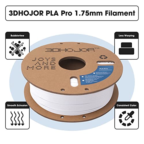 Image of 3DHoJor PLA Pro Filament 1.75mm Cold White,PLA Plus Filament, Odor Free, Clog Free 3D Printer Filament,1kg Cardboard Spool (2.2lbs), Dimensional Accuracy + /- 0.03 mm, Fit Most FDM 3D Printer