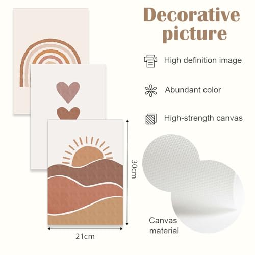 COYUN 3er Set Bilder Kinderzimmer Poster Mädchen A4 Boho Wandbilder Deko