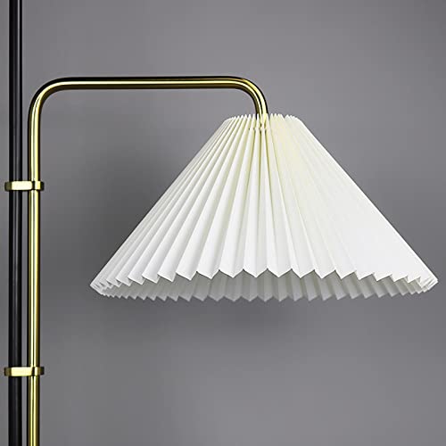 Lámpara de poste alta E27 con pantalla de tela plisada decorativa 5